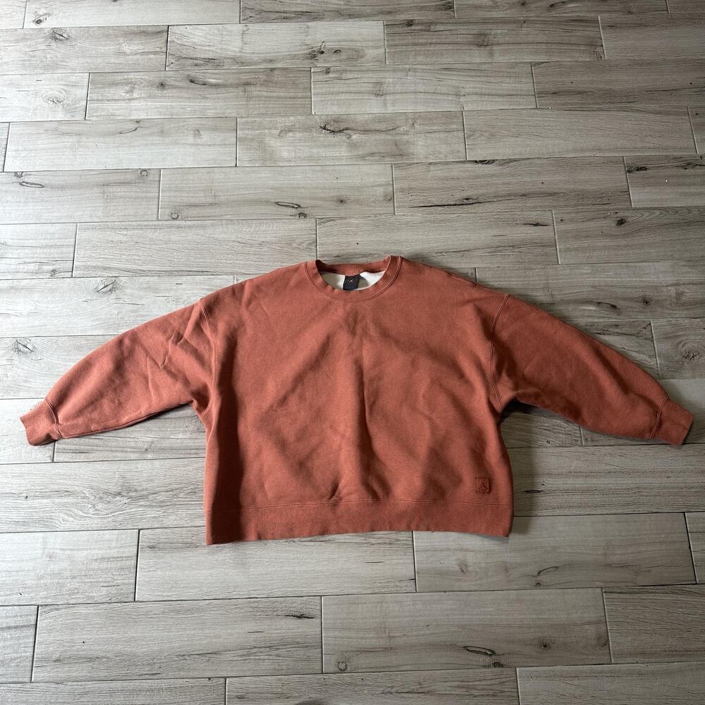 Jordan Flight Fleece Womens Crewneck Sweatshirt 2X Pullover Orange FB5118-209